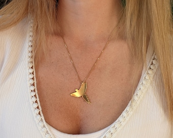 Phoenix Pendant Necklace Gold, Phoenix Bird Jewelry