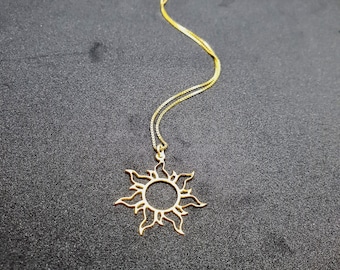 Sun Necklace Gold, Sunshine Jewelry, Gold Sun Pendant