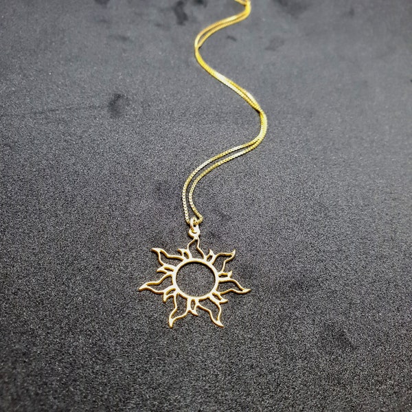Sun Necklace Gold, Sunshine Jewelry, Gold Sun Pendant