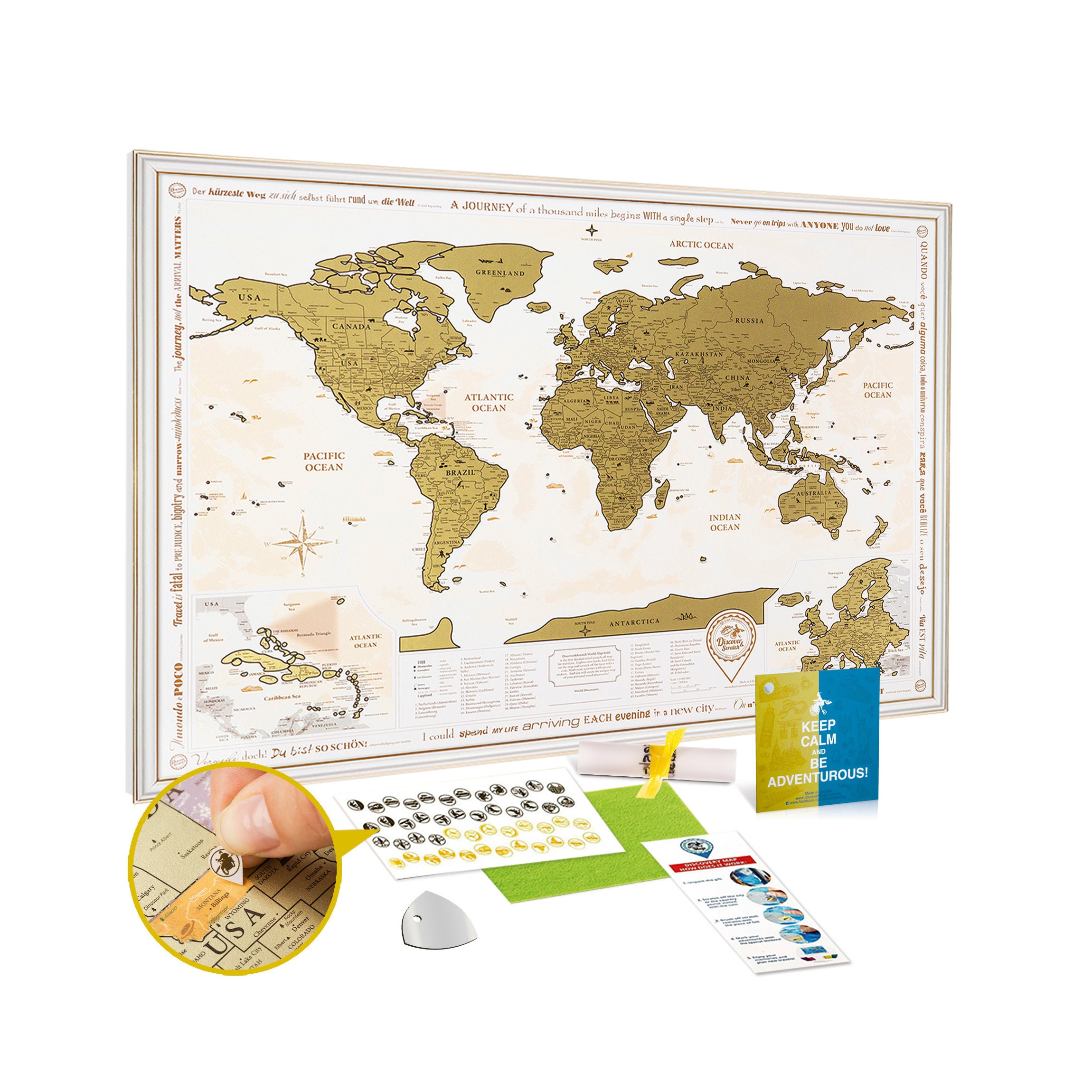 Framed Scratch off World Map GOLD Premium Quality Travel Map Etsy