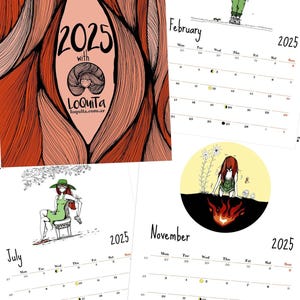 Decorative 2025 Wall Calendar – LoQuiTa – Artistic Wall Calendar 2025 – Surprising Gift – Large Wall Calendar – Illustrated Calendar