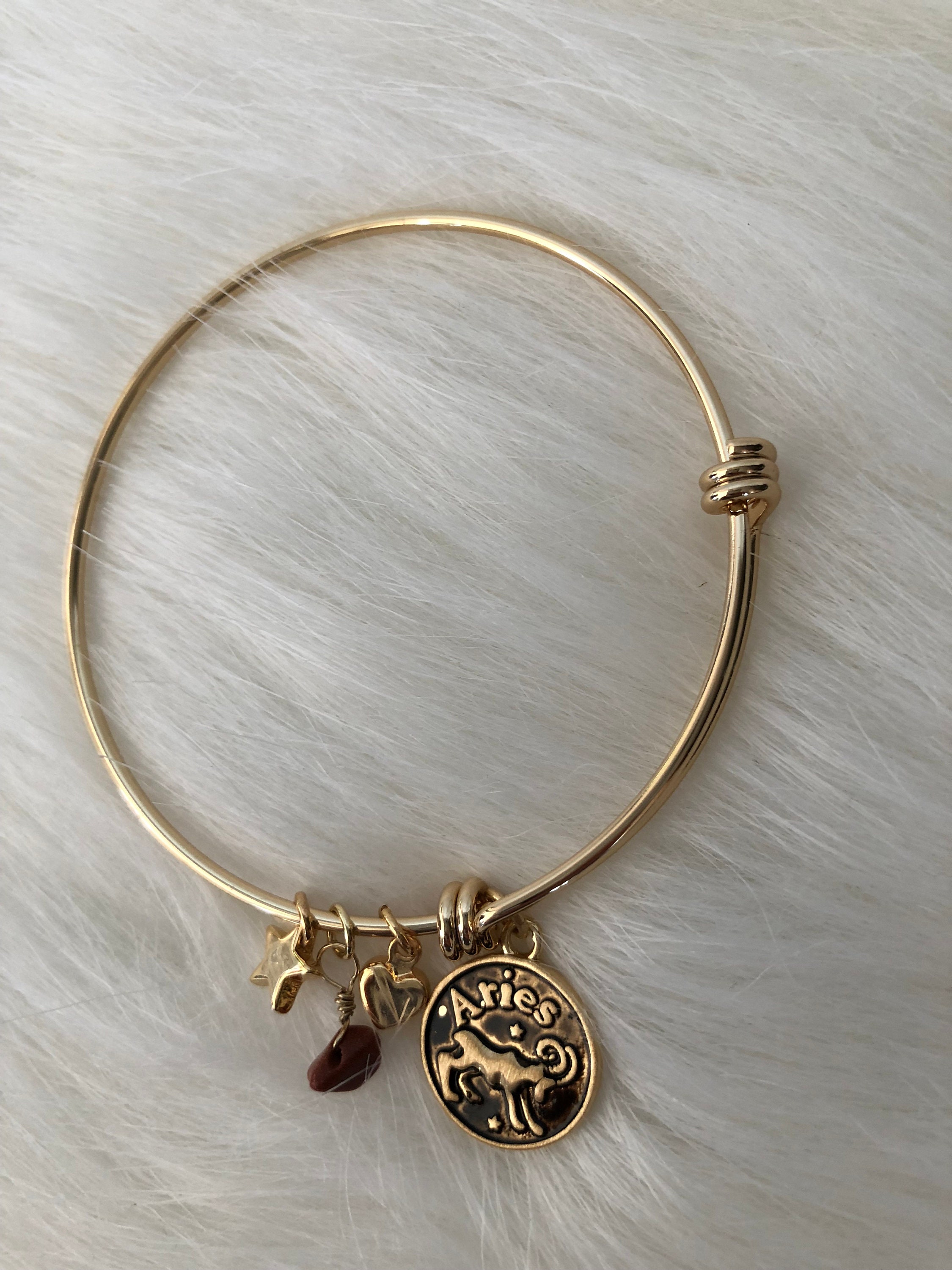 Aries Handmade Fine Brass Zodiac Charm Bracelet & Zodiac Gemstone With ...