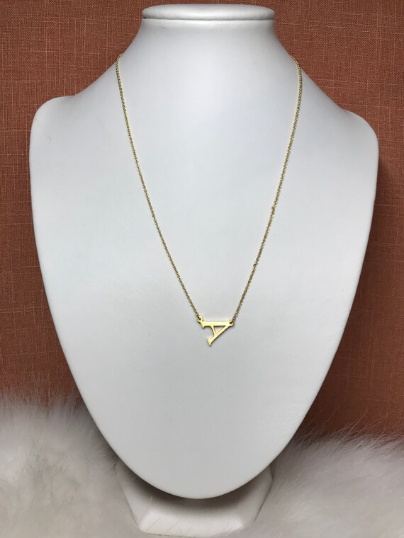 Letter A Medium Size Initial Necklace Made of Brass With 20kt GOLD