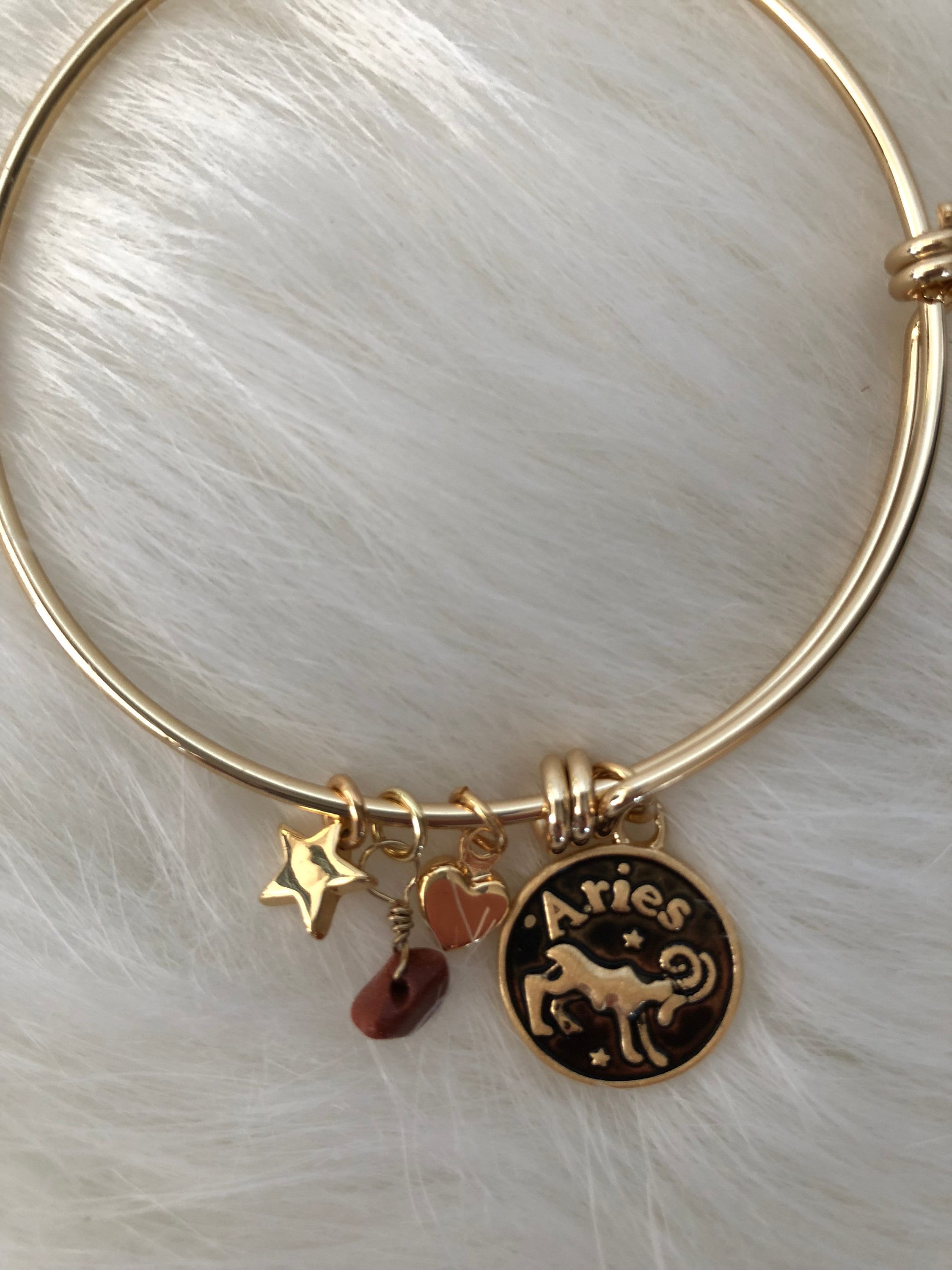 Aries Handmade Fine Brass Zodiac Charm Bracelet & Zodiac Gemstone With 20kt GOLD Plating Etsy