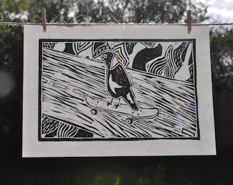 Skater Magpie Print