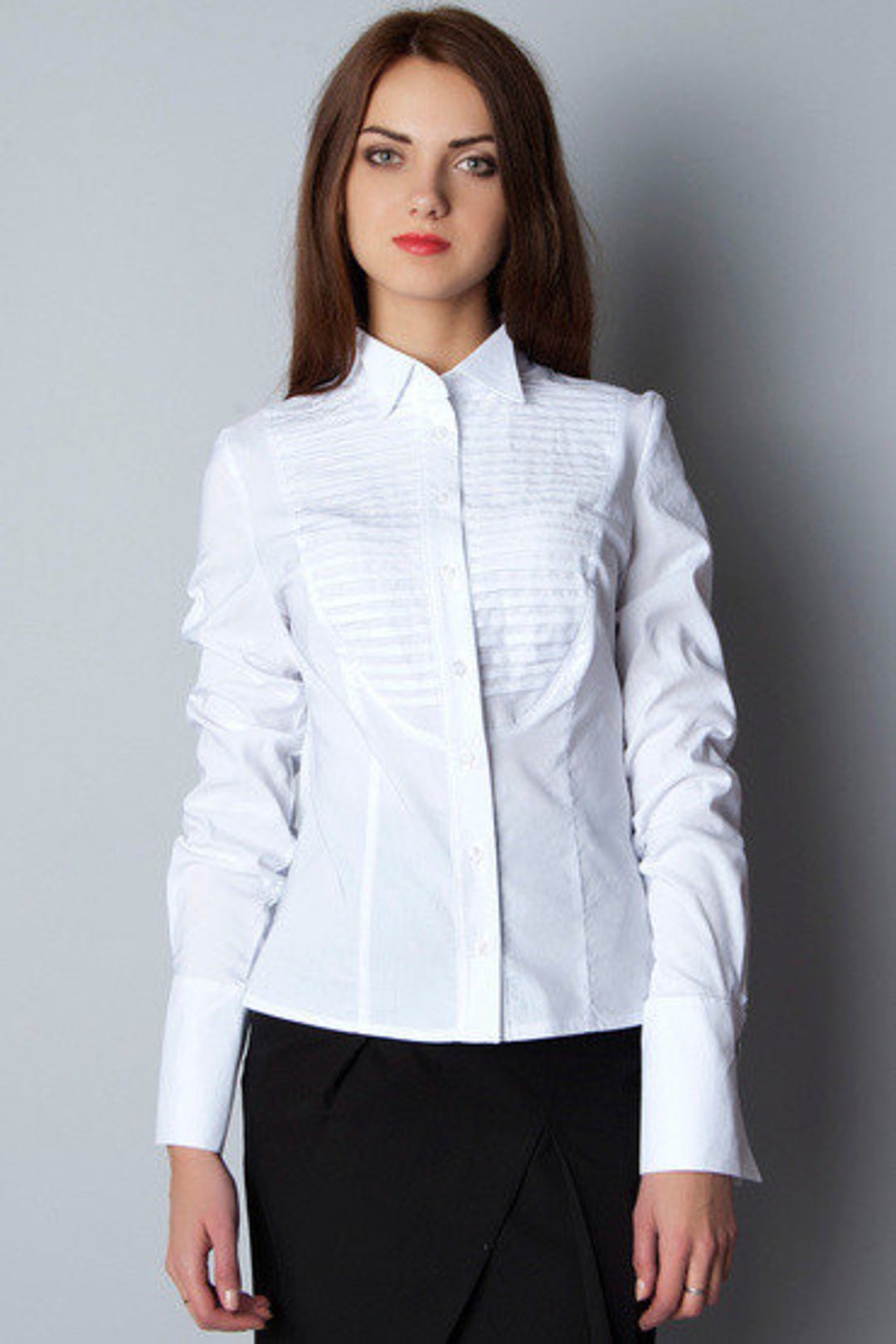 Women's Business Shirt With French Cuffs. White Office - Etsy