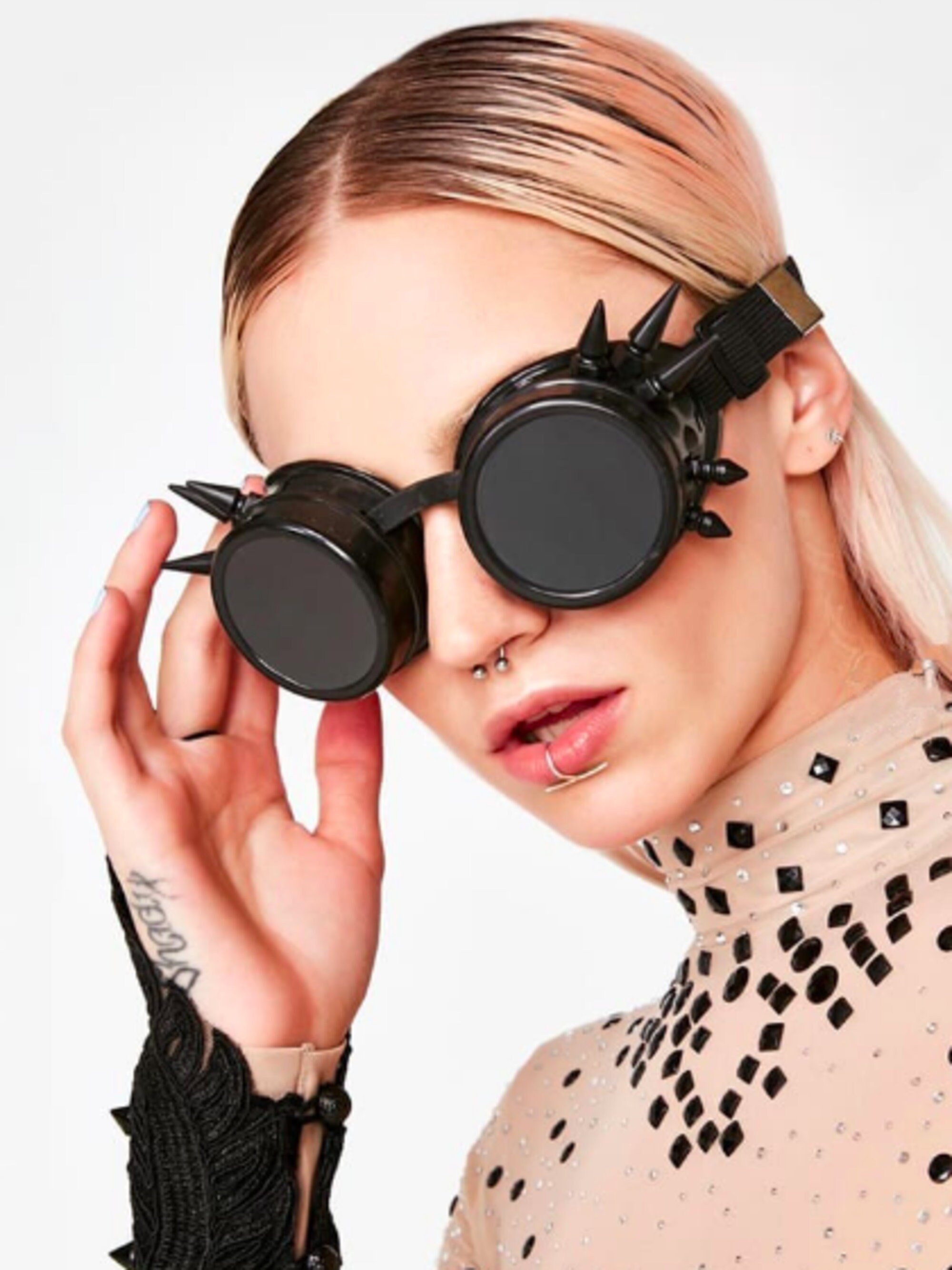 MFAZ Morefaz Ltd Welding Cyber Goggles Occhiali da Sole Steampunk Goth Cosplay Loupe Sunglasses Party Dress 