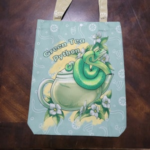 Green Tea Python Canvas Tote Bag