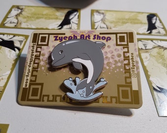 Emaille pin dolfijn (gestaakt)