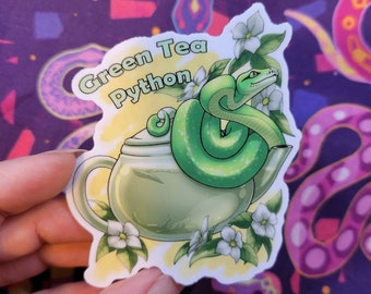 Grüner Tee Python Aufkleber