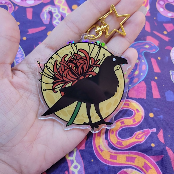 Crow and Spider Lily Keycharm