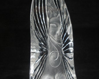 Beautiful Large Erika Höglund &quot;Miss Affection&quot; Crystal Glass Sculpture 26 Centimeters, Målerås