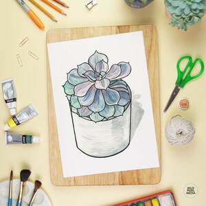 Purple Succulent Plant Print | Cactus Print | Botanical Print | House Plant | Wall Art | Gift for Plant Lovers