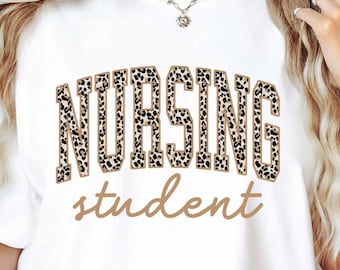 Nursing Student PNG Leopard Print Student Nurse Sublimation Design Varsity Nurse PNG Graduate Nurse Cheetah Print Nursing Student Clipart