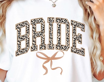 Bride PNG Leopard Print Bride Sublimation Boujee Bachelorette Party PNG Bach Party Cheetah Print Wedding Coquette Bow Bride Shirt Design