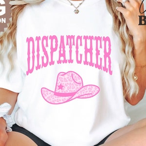 Pink Western Dispatcher Crew PNG Emergency Dispatcher Job Sublimation Design Country Dispatcher Shirt Design PNG File Medical PNG