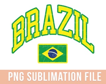 Brasil PNG Bandera Brasileña Sublimación Diseño Brasil Camisa Diseño Verde y Amarillo Preppy Brasil PNG