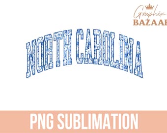 North Carolina PNG North Carolina Blue Floral Sublimation Design Varsity Style Carolina Shirt Design Blue Floral Aesthetic NC State PNG