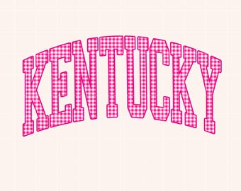 Kentucky PNG Hot Pink Gingham Kentucky Sublimation Varsity Style Kentucky Shirt Design Hot Pink Checkered Print Aesthetic Kentucky State PNG