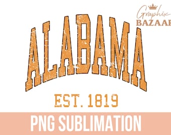 Vintage Alabama PNG US Südosten Zustand Sublimation Design Vintage Shirt Design Alabama Zustand Clipart Alabama Cut Datei