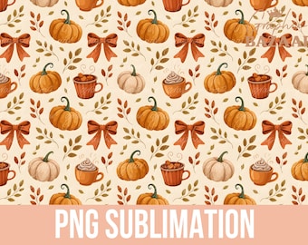 Pumpkin Spice and Bows Fall Wallpaper Pumpkins and Bows Fall Repeat Pattern PNG Autum Theme Pattern Boho Watercolor Thanksgiving Wallpaper