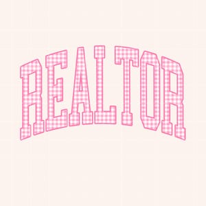 Realtor PNG Pink Gingham Real Estate Agent Sublimation Design Graduate Real Estate PNG Pink Checkered Print Realtor Sublimation