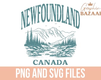 Newfoundland SVG Teal Newfoundland Canada Sublimation Nature Lover Clipart Canadian Mountains PNG Wanderlust Wilderness SVG Cricut File