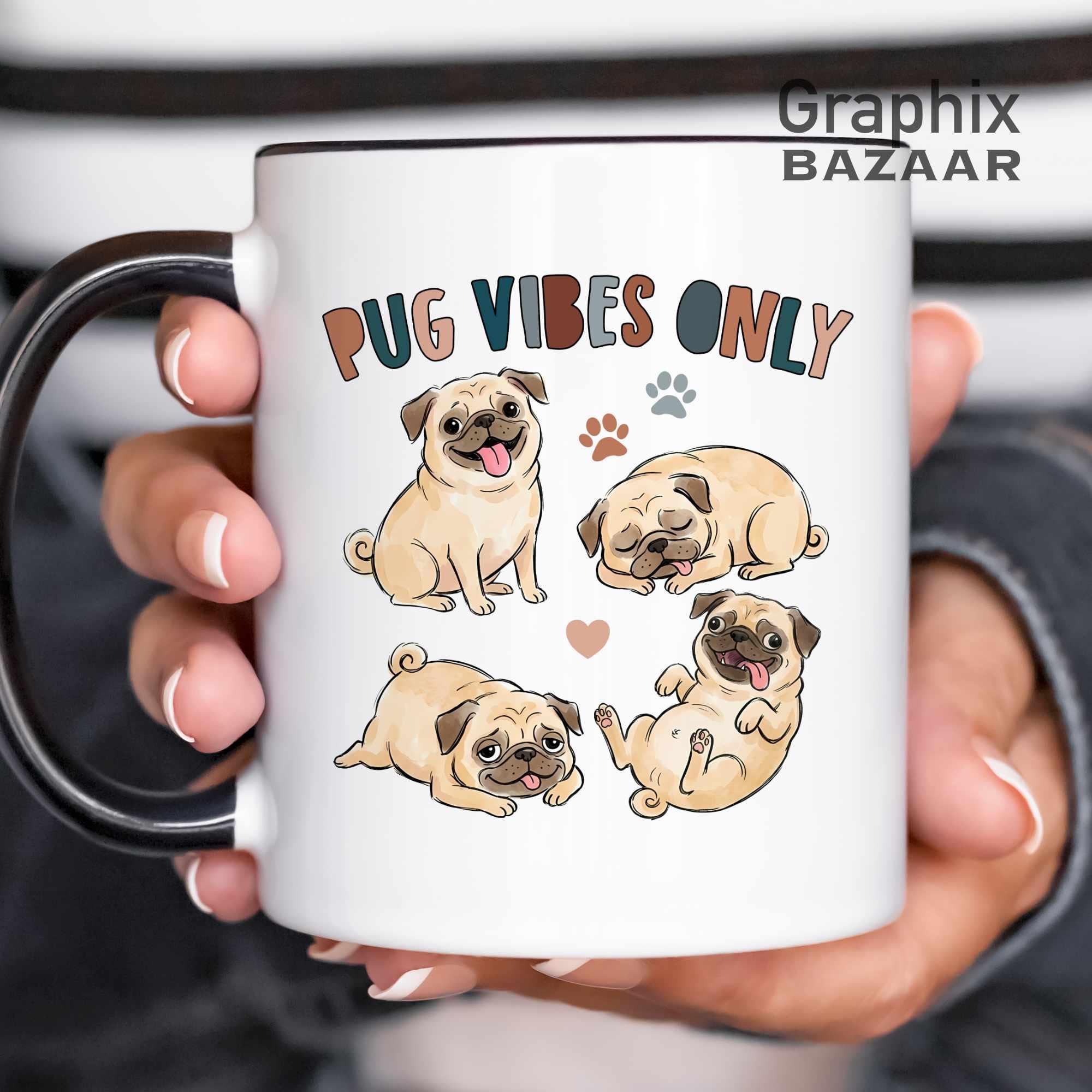 Pug Vibes Only PNG Funny Pugs Sublimation Pug Mom PNG Cute Pug Clipart ...