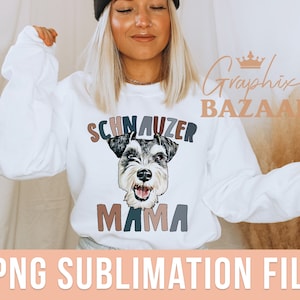 Schnauzer Mama PNG Schnauzer Boho Mom Dog Sublimation File Dog Mama PNG Schnauzer Cut File Schnauzer Shirt Schnauzer Clipart