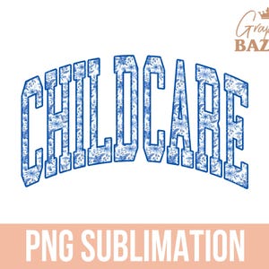 チャイルドケア PNG 青い花柄 チャイルドケア 昇華 コテージコア 青い花柄 チャイルドケア シャツ デザイン ボヘミアン フローラル 教師 PNG 保育園 PNG