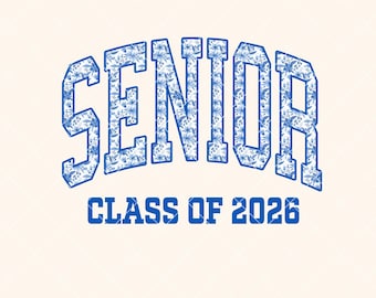 Senior Class of 2026 PNG Blue Floral Graduation Sublimation Varsity Senior School Graduate Shirt Design PNG Coquette Graduation Clipart