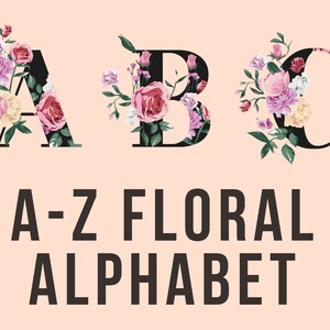 Hermoso alfabeto floral con derechos comerciales Letras florales negras Archivos PNG de alta resolución 4500px x 5400px
