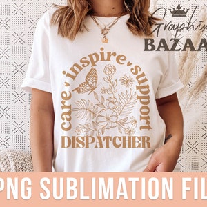 Boho Dispatcher PNG Emergency Dispatcher Job Sublimation Design Floral Butterfly Dispatcher Shirt Design PNG File Medical PNG
