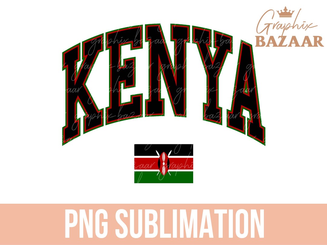 Kenya PNG Kenyan Flag Sublimation Design Kenya Shirt Design Black Red Green Preppy Kenya PNG