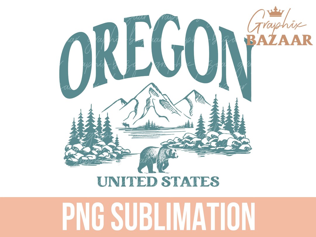Oregon PNG Teal Oregon State Sublimation Design Nature Lover Clipart ...