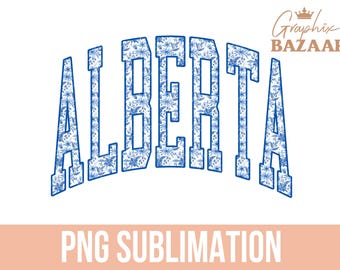 Alberta PNG Blue Floral Alberta Canada Sublimation Cottagecore Blue Flowers Alberta Clipart Blue Floral Aesthetic Canada Shirt Design
