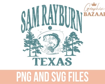 Sam Rayburn Lake PNG Bass Fishing Sublimation Texas Fishing Shirt Design Teal Lake Life Cut File Lake Vacation SVG Fishing Clipart Lake Day