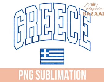 Grekland PNG grekisk flagga sublimeringsdesign vintage Grekland skjorta design blå och vit preppy Grekland sublimering PNG