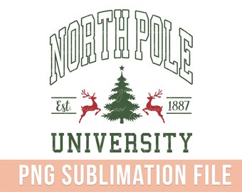 North Pole University PNG Preppy Christmas Sublimation File Varsity Christmas University PNG Christmas Party Clipart Cute Reindeer PNG