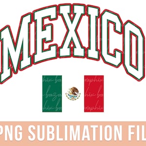 Mexico PNG Mexicaanse vlag Sublimatie Design Mexico Shirt Design Groen Wit en Rood Preppy Mexico PNG