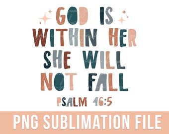 Gott ist in ihr PNG Boho Christian Sublimation Design Bibel Vers Shirt Design Christian Vers SVG Inspirierender Psalm Vers PNG