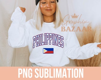 Philippines PNG Philippines Flag Sublimation Design Filipino Shirt Design Blue White and Red Preppy Philippines PNG Pinay Shirt Design