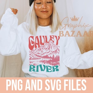 Gauley River PNG Vintage River SVG Sublimation Design Retro Mountains Trees and River Shirt Design Kayaking PNG Vintage West Virginia Png