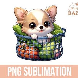 Cute Chihuahua in a Basket PNG Chihuahua Sublimation Cute Chihuahua In Vegetable Basket PNG Chihuahua Mom Shirt PNG Dog Mom Shirt Design
