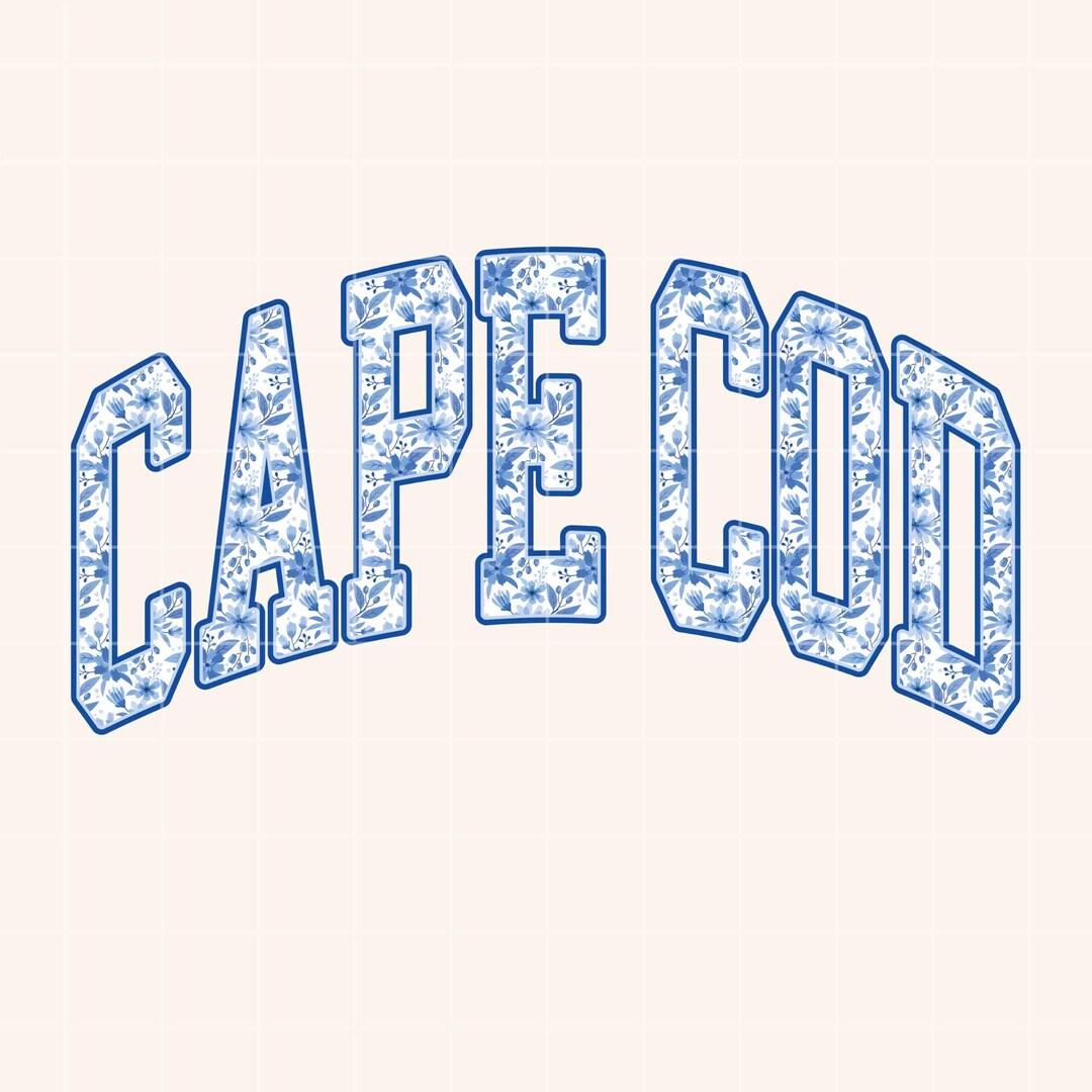 Cape Cod Design Logos Cape Cod PNG Cape Cod Blue Floral Print Sublimation Varsity Style ...
