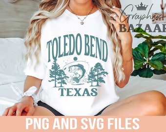 Toledo Bend Lake PNG Bass Fishing Sublimation Texas Fishing Shirt Design Teal Lake Life Cut File Lake Vacation SVG Fishing Clipart Lake Day