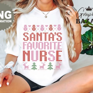 Infirmière de Noël PNG Santas Infirmière préférée Sublimation Fichier Funny Nurse PNG Graduate Nurse Clipart vintage Nurse Cut File Trendy Nurse Design
