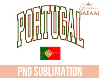 Portugal PNG Bandera de Portugal Diseño de sublimación Diseño de camiseta vintage de Portugal Verde y rojo Preppy Fútbol de Portugal Sublimación PNG