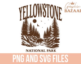 Vintage Yellostone SVG Wyoming Sublimation Design Yellowstine National Park PNG Wyoming Wilderness Clipart US Western State Shirt Design