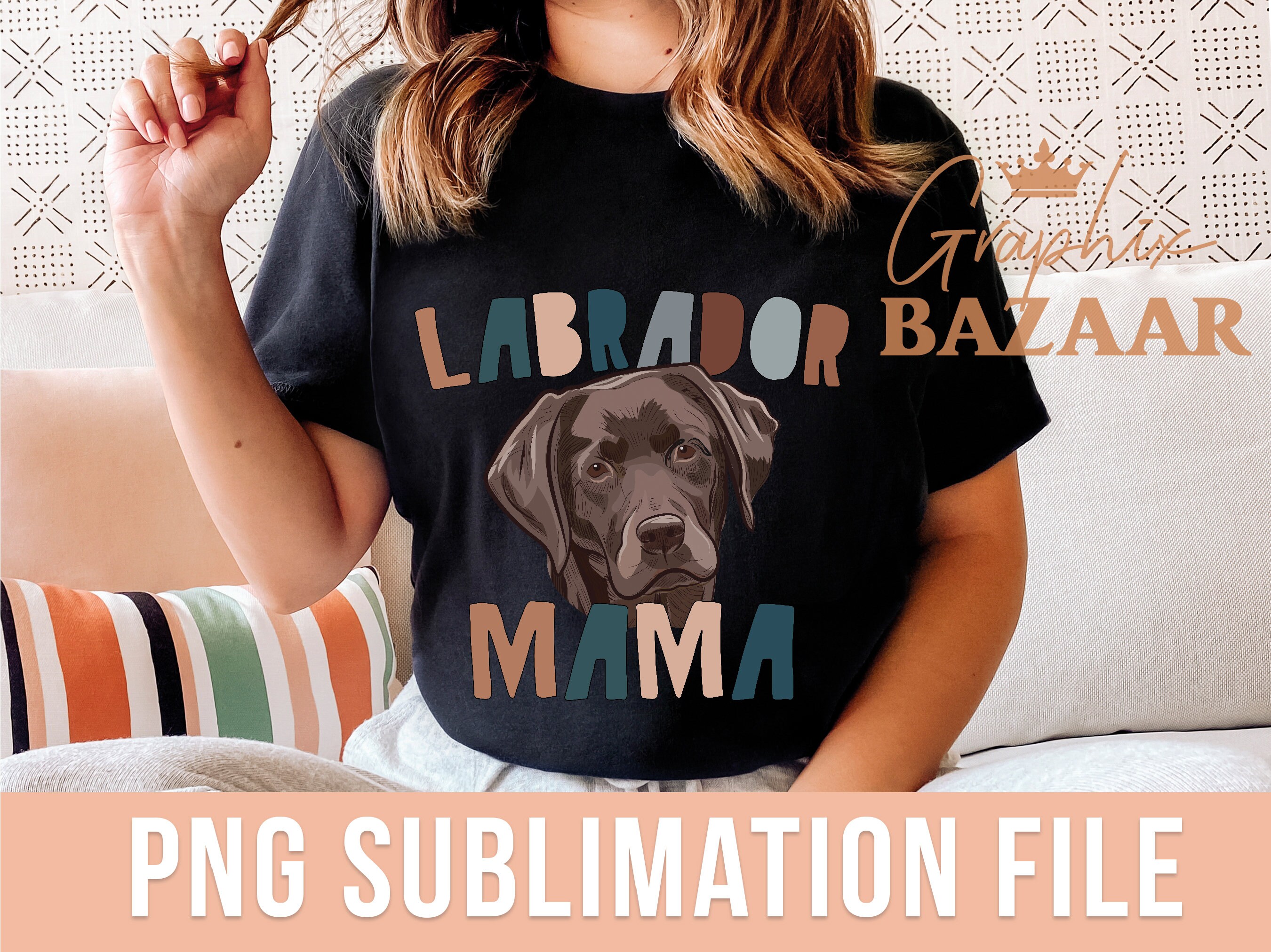 Brown Labrador PNG Boho Chocolate Labrador Sublimation File Dog Mama ...